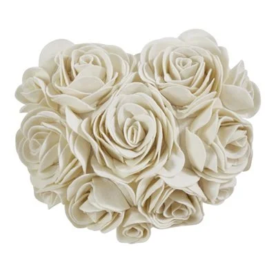 Heart of Roses Pillow, White
