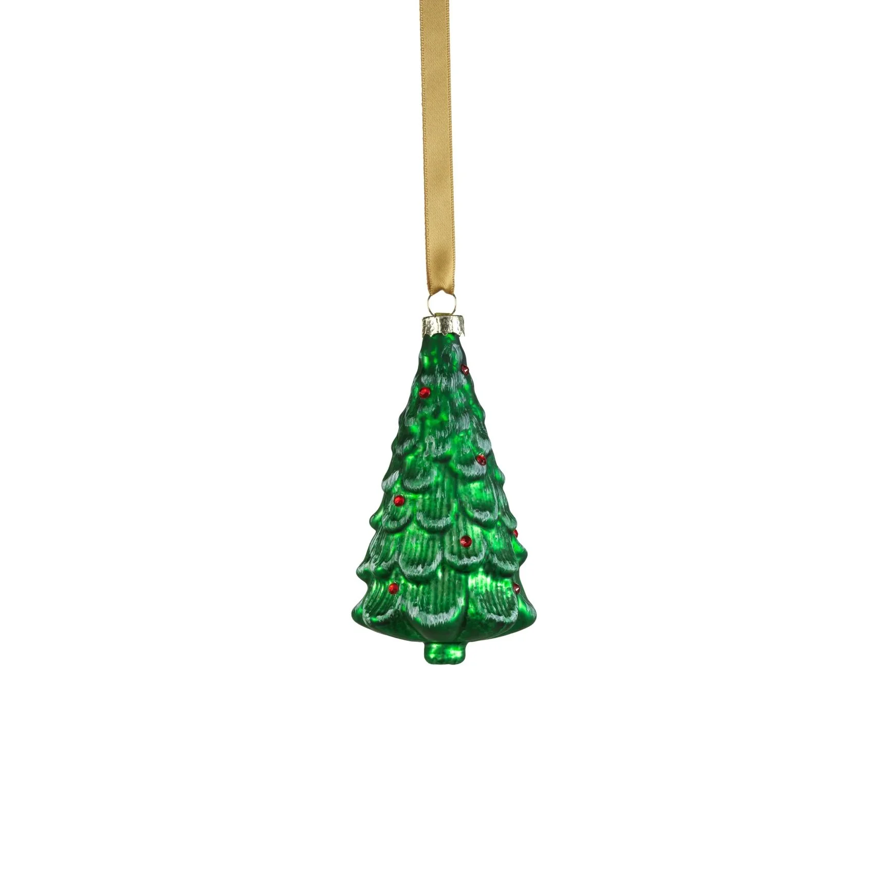 Metallic Frosted Beaded Glass Tree Ornament