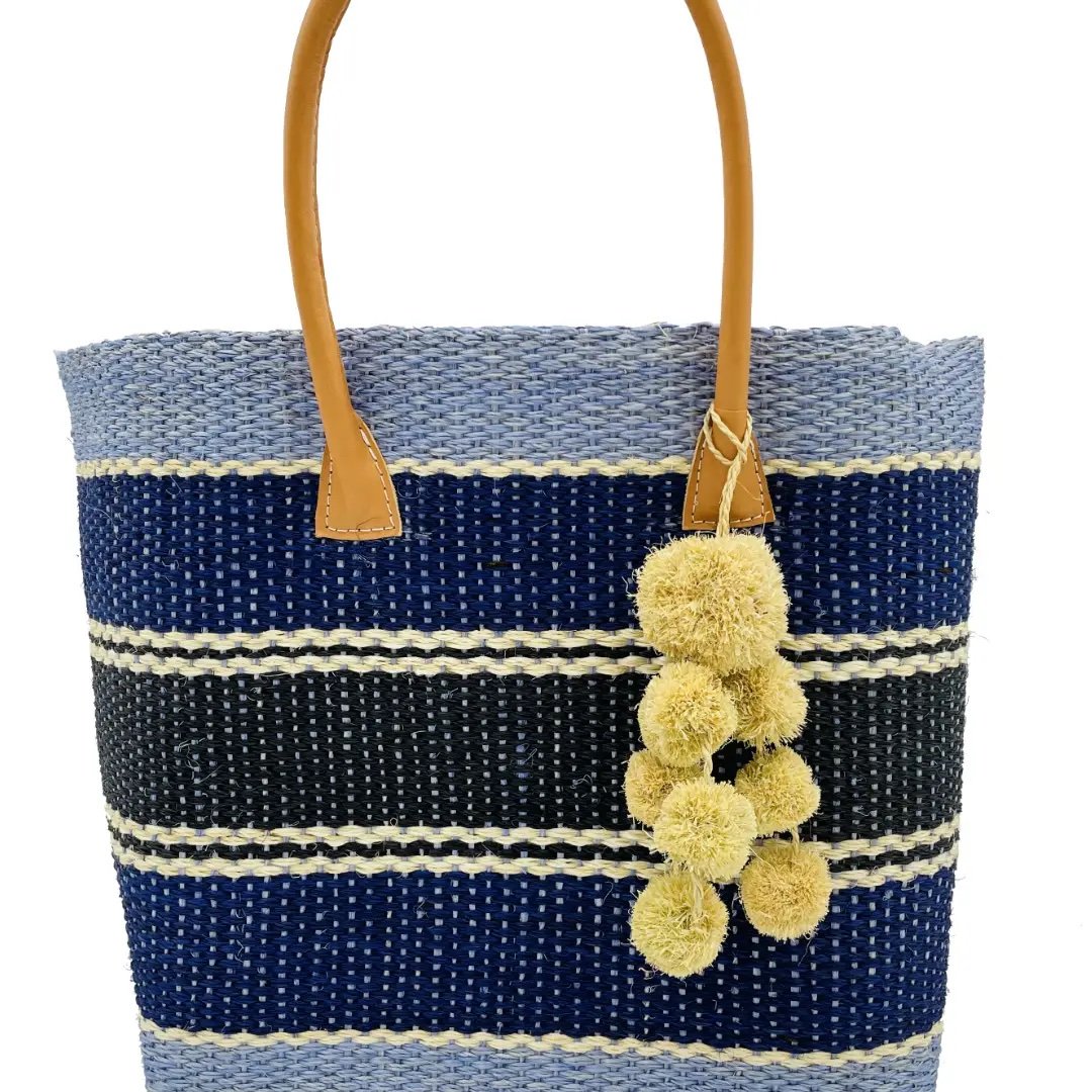 Cabrillo Sisal Tote with Waterfall Pompoms