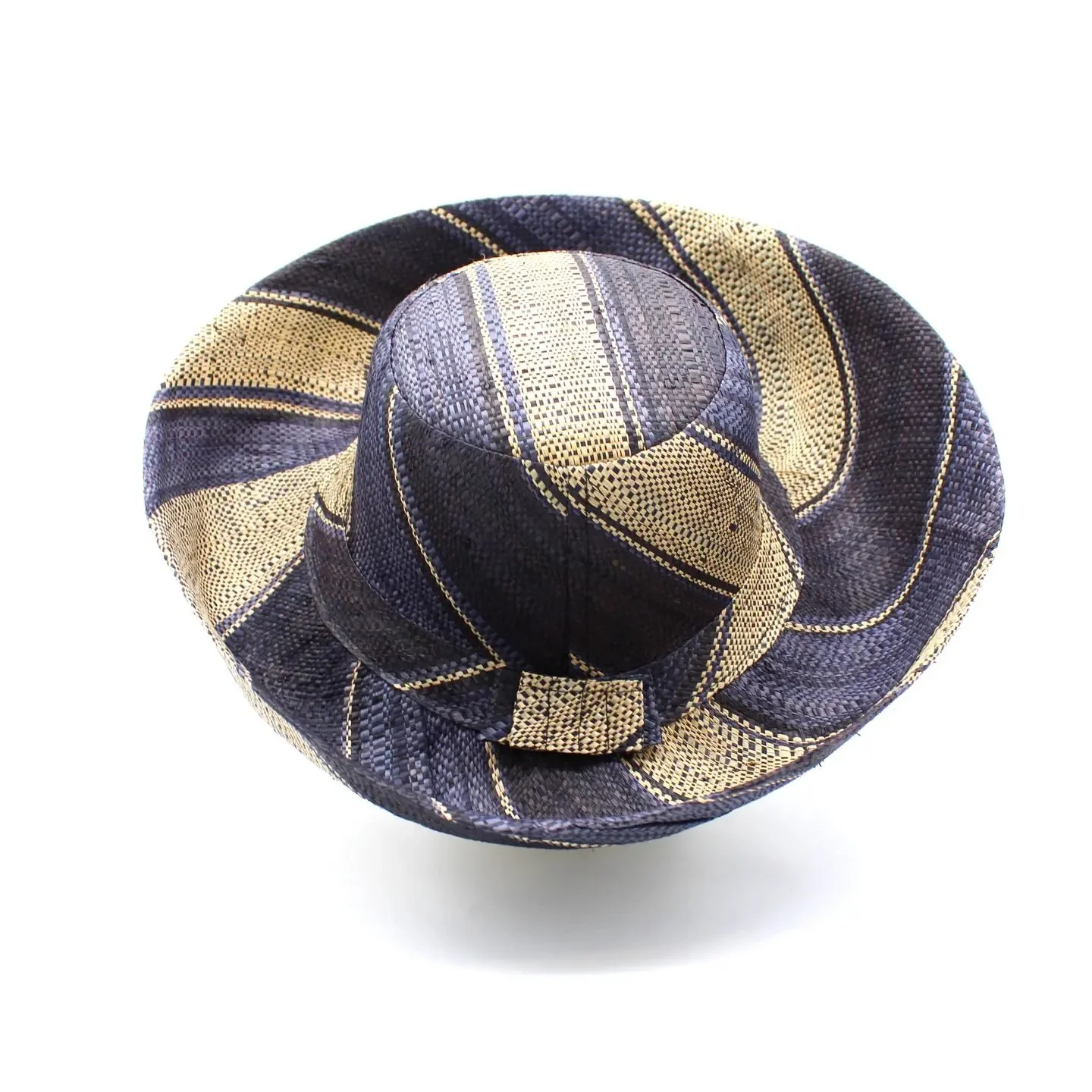 Monica Swirl Packable Straw Hat, Blue
