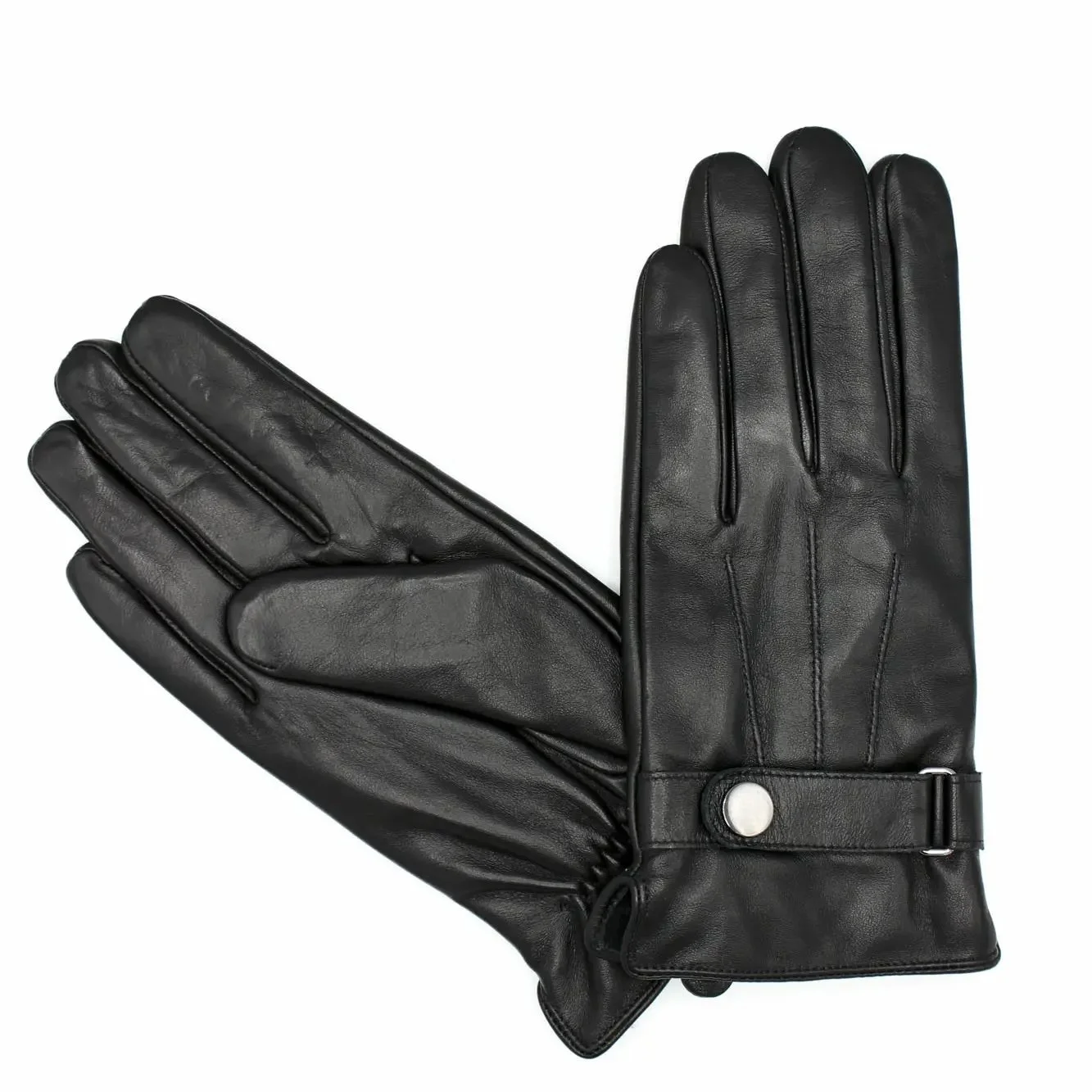 Fleece Lined Leather Gloves, Black
