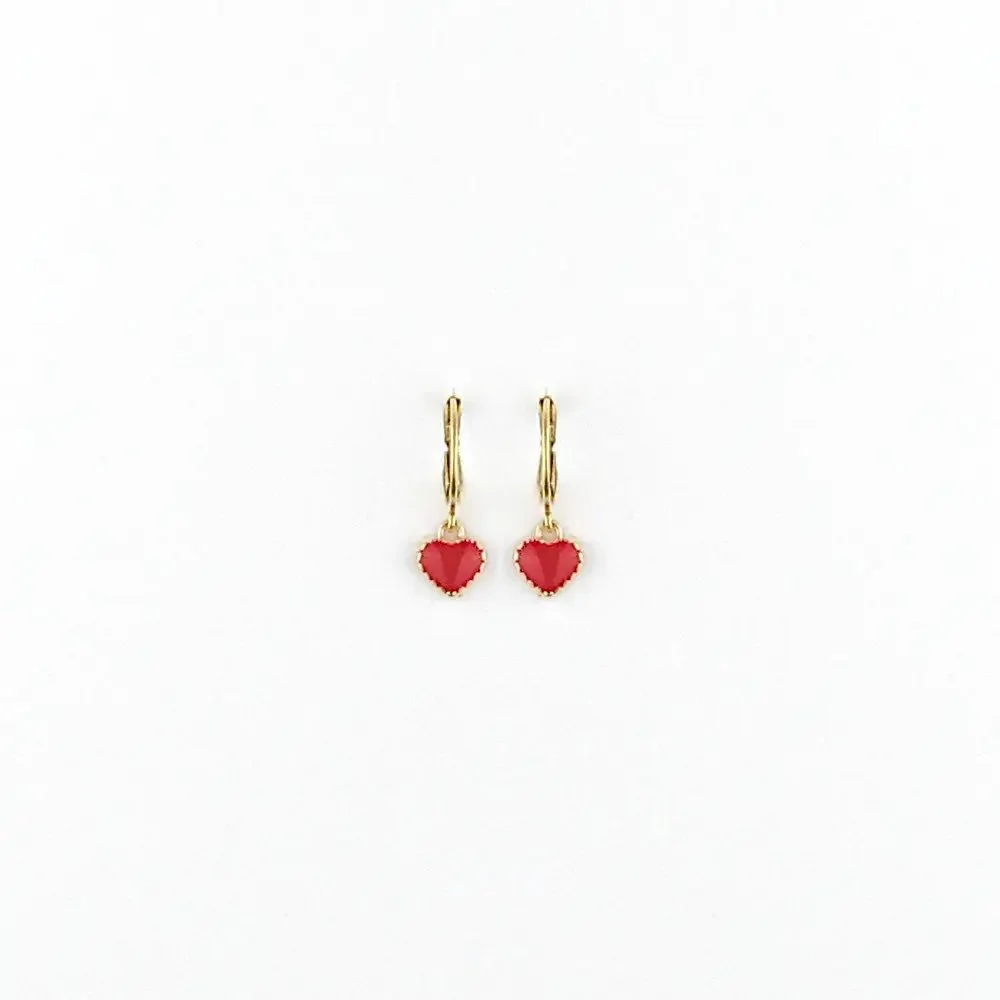 Petite Enamel Heart Earrings