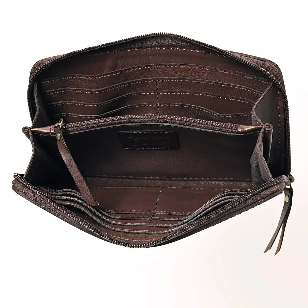 Brown:Natural Tooled Leather Zip Wallet2.jpeg