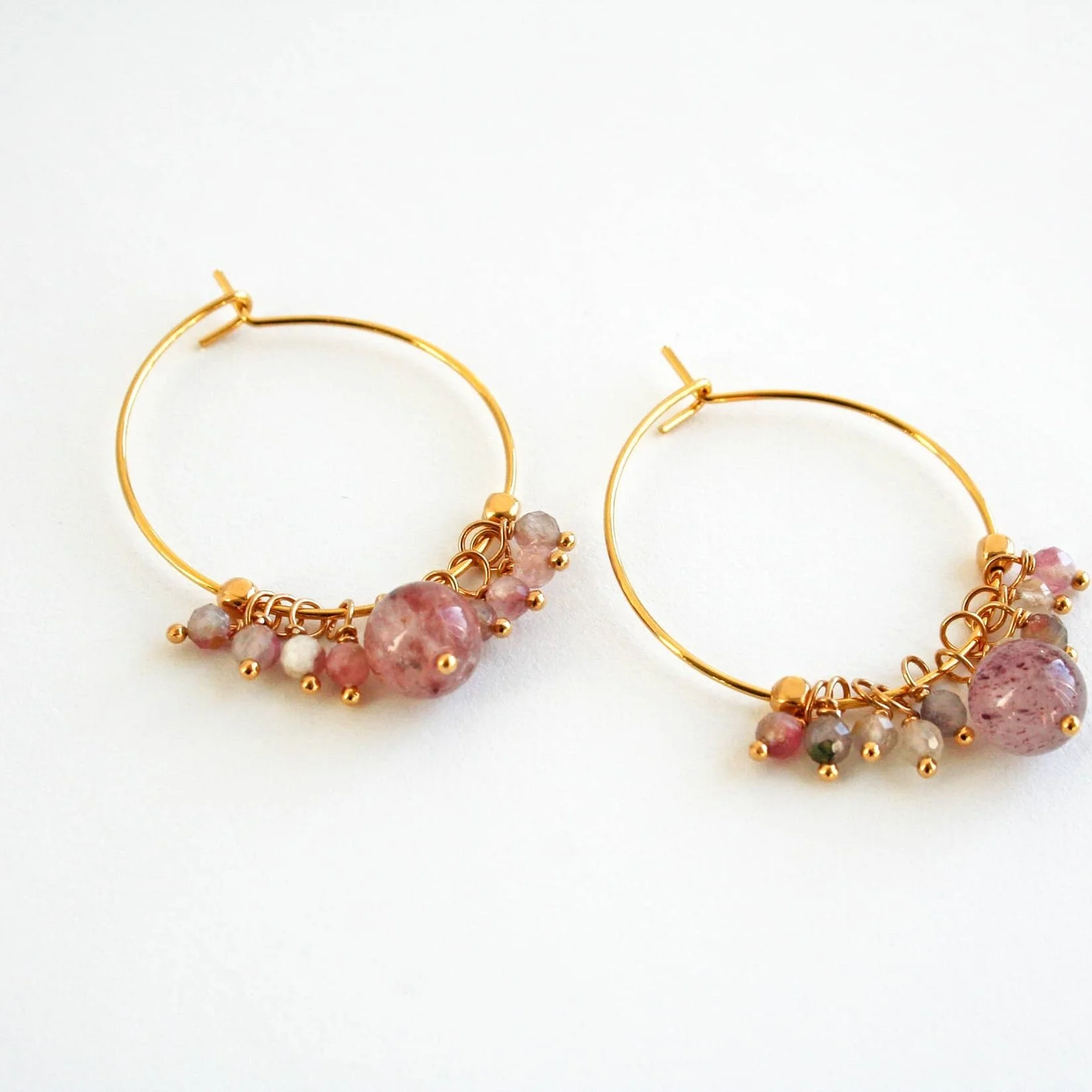 Strawberry Quartz Hoop Earrings