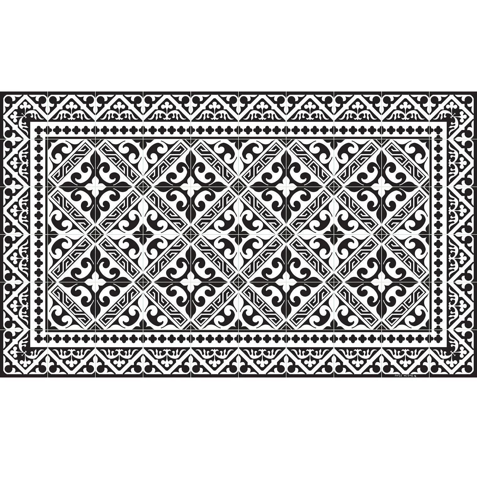 Fleur de Lys Tile Vinyl Placemat, Black and White