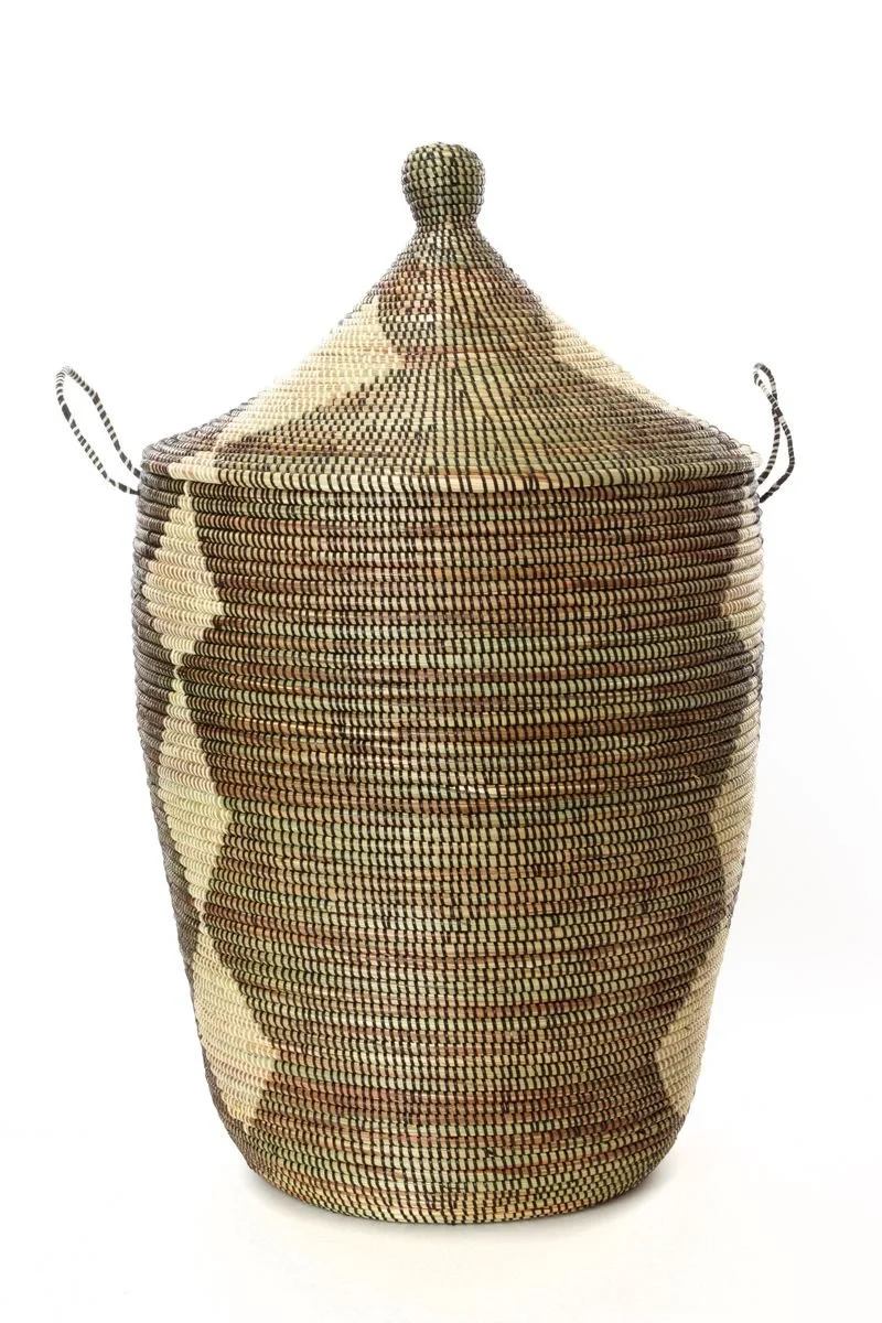 Brown, Black and Beige Diamond Basket Large