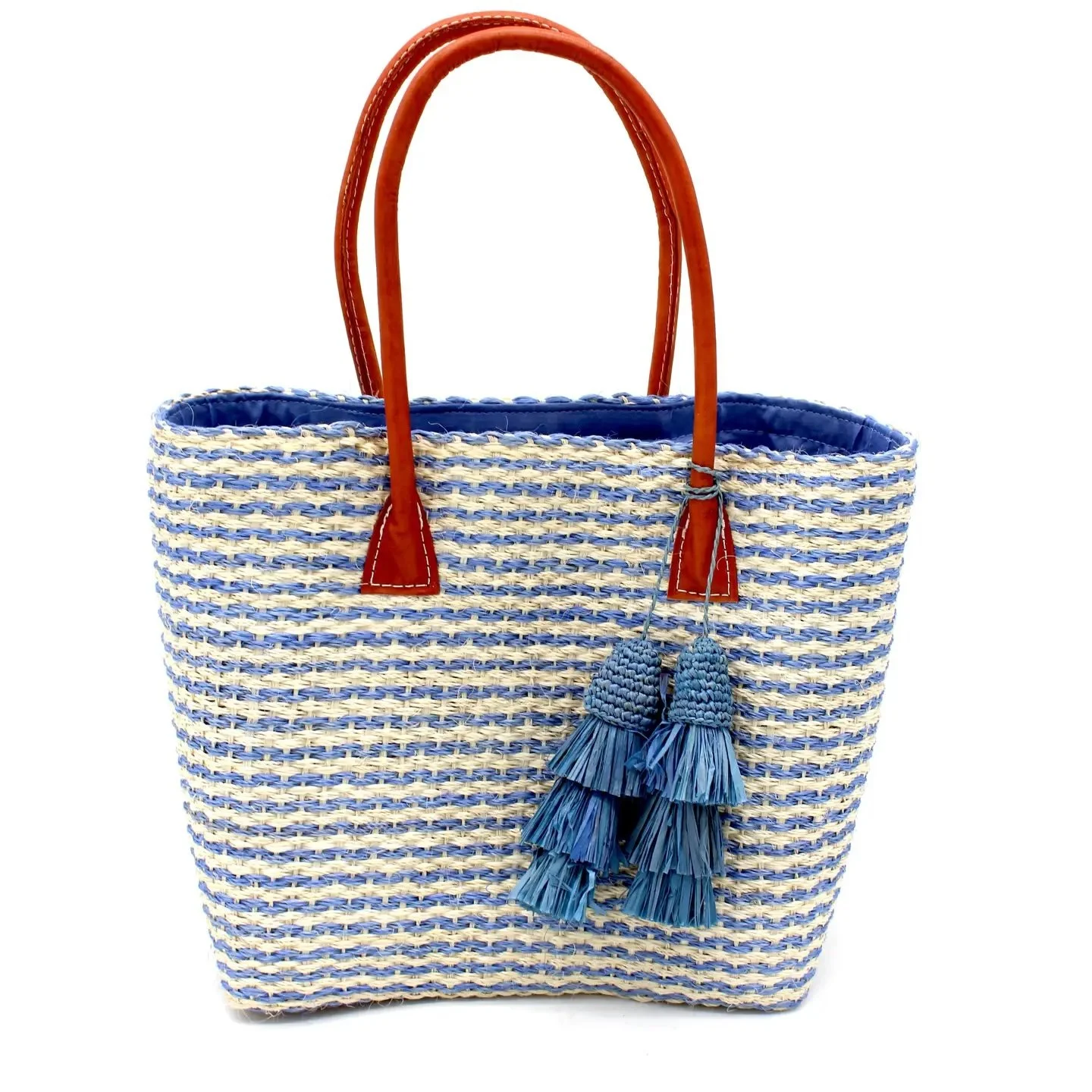 Cancun Sisal Basket Bag, Denim