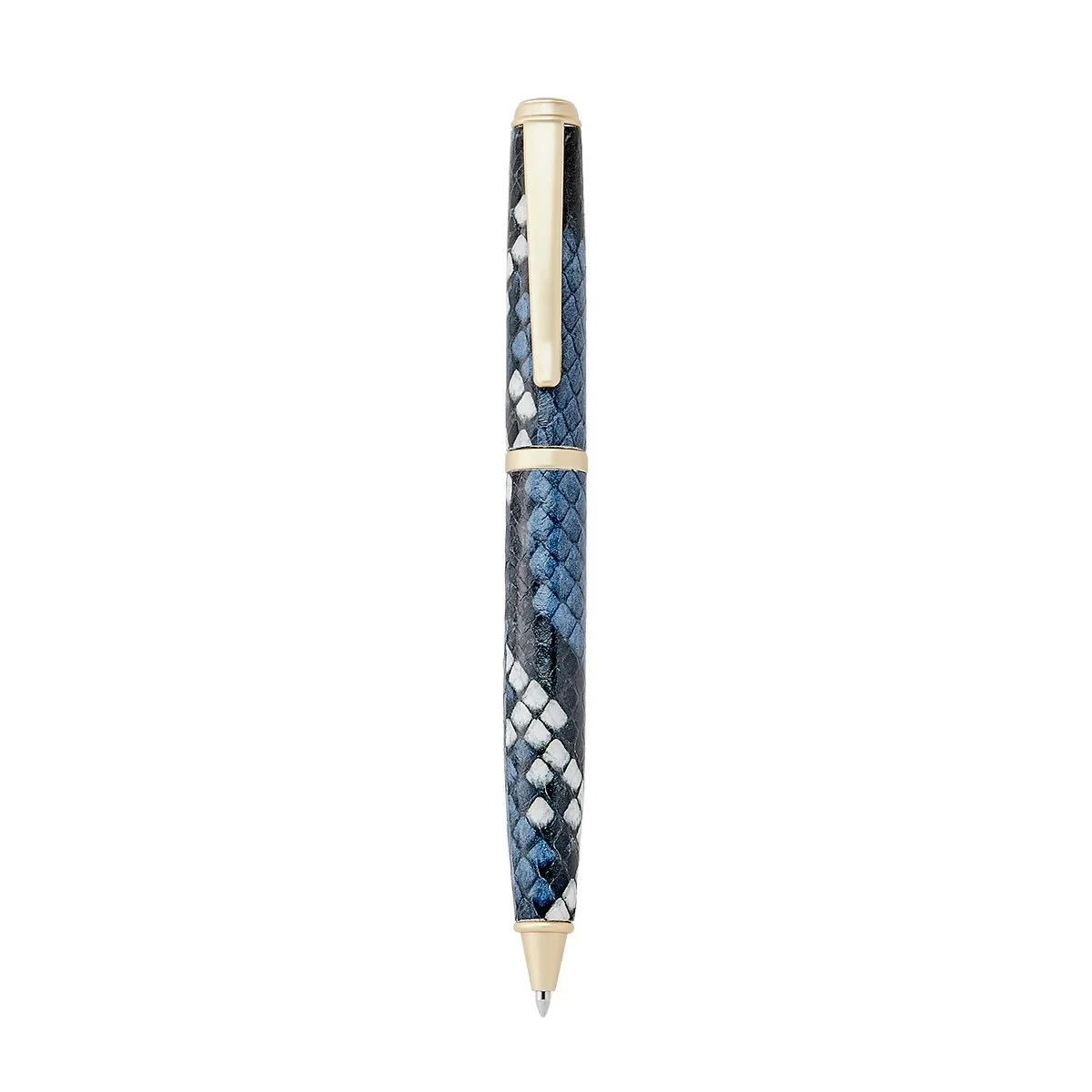 Leather Embossed Python Pen, Blue