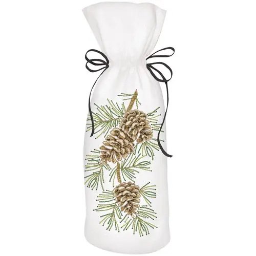 Pine Embroidery Wine Bag