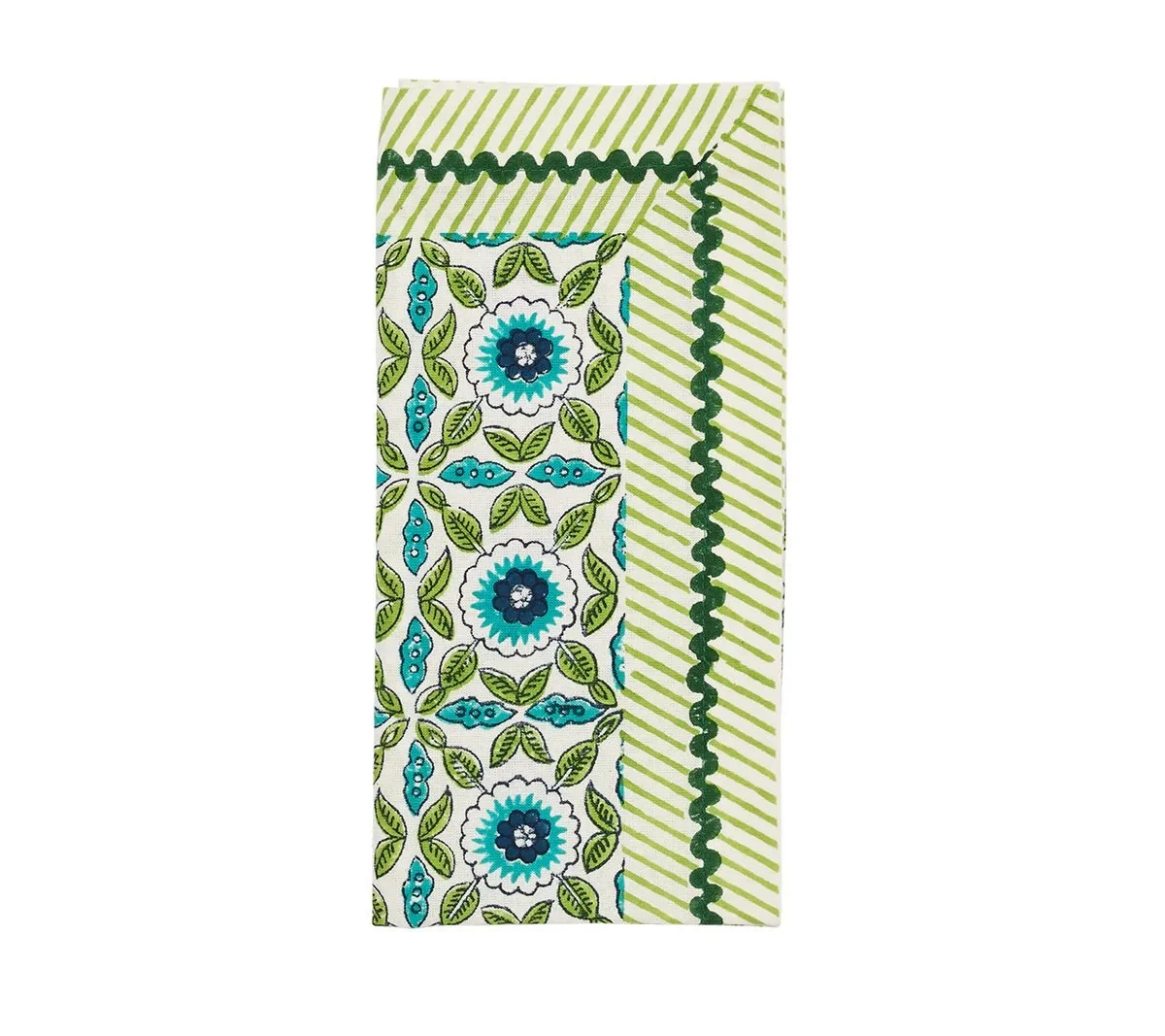 Kim Seybert Marjorelle Napkins - White, Blue, Green Set of 4