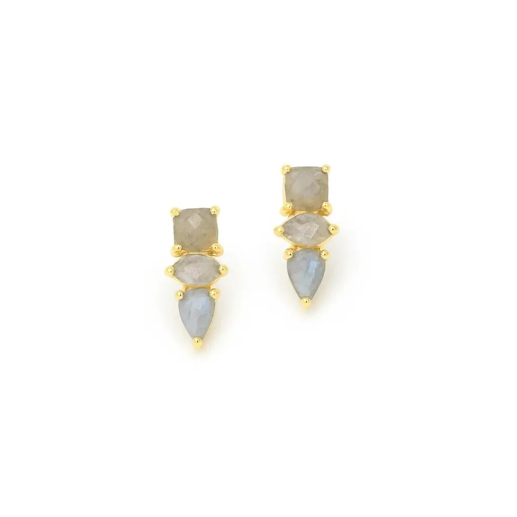 Triple Labradorite Stud Earrings