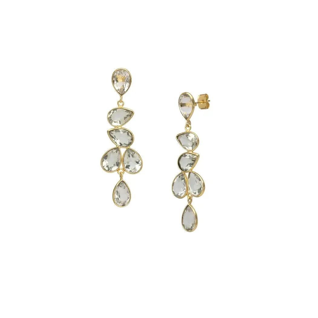 Green Amethyst Multi-Drop Earrings