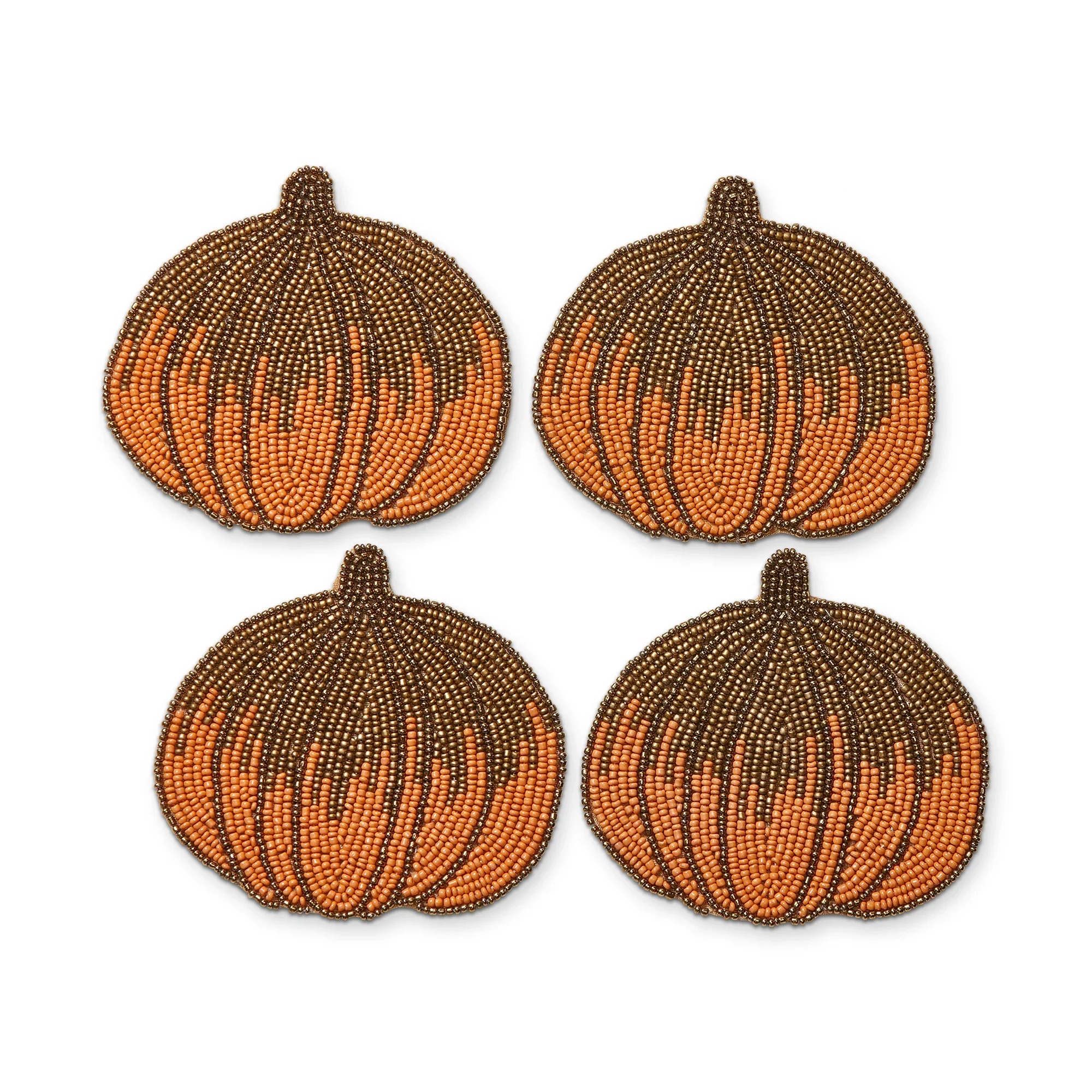 Autumn Pumpkin Beaded Coasters, Set of 4