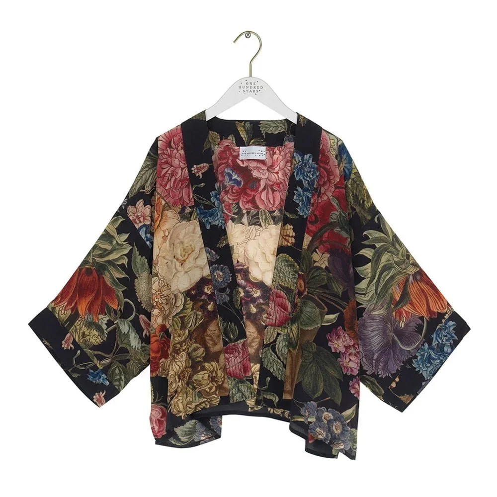 Primula Short Kimono, Black