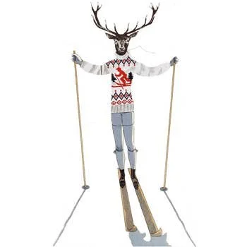 Holiday Deer Hand Towels, Deer On Skiis