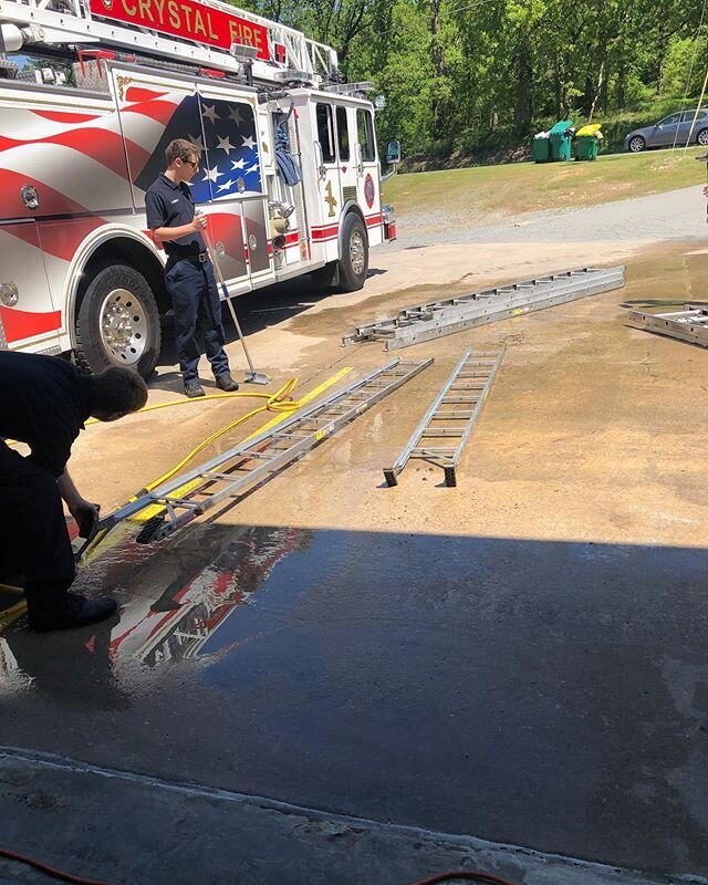 Members took time yesterday to clean and repaint all of the ground ladders on Ladder 2412. #stationpride #firedepartment #fireladder #prideinself #fireservice #volunteerfiredepartment #crystalfiredepartment #littlerockarkansas