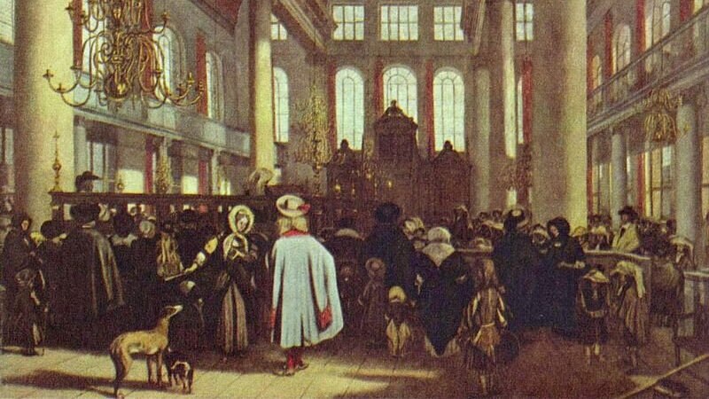 The Portuguese Synagogue, also known as the Esnoga, or Snoge, in Amsterdam, completed in 1675.