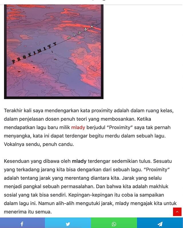Thank you to the Indonesian Indie site Para Pop for what might be one of my favorite mlady reviews! 🤗
Also check out our newest single Proximity if you&rsquo;re so inclined (link in bio) and let us know what you think! 🤍