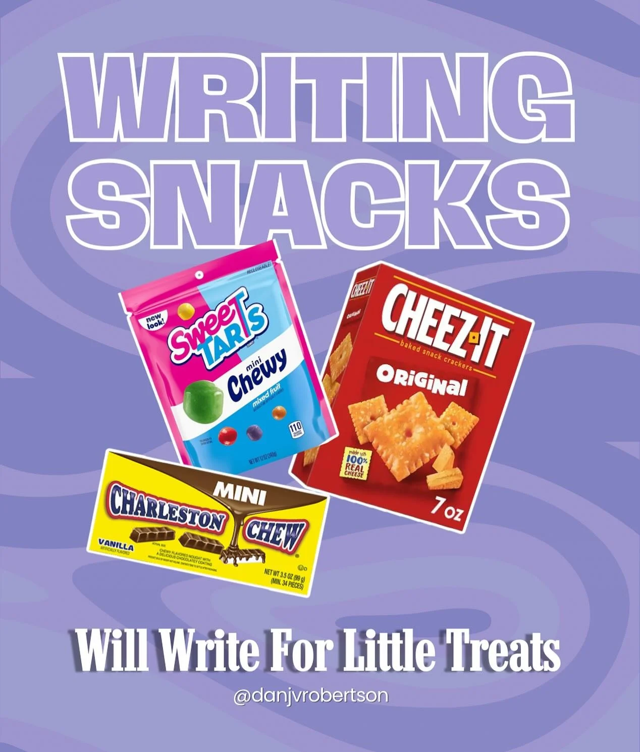 What motivates me to get through a draft of a story or a particularly tough set of edits? Well, the support of my family and friends, obviously. But also: WRITING SNACKS! 🍬 My top three: Cheez-Its for crunch, Sweet Tarts Minis for something fruity/t