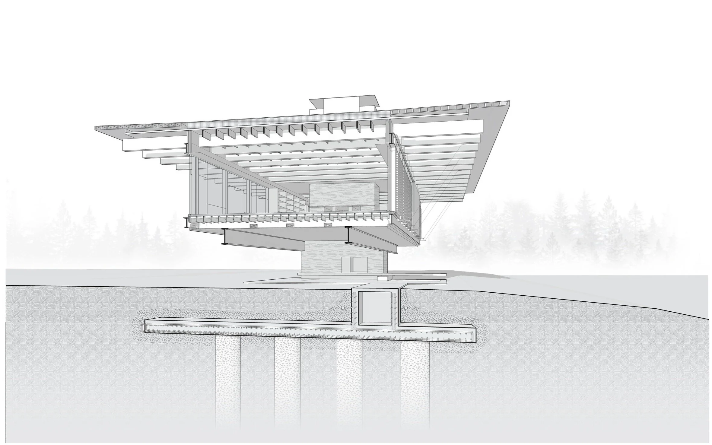 Section Perspective Facing South