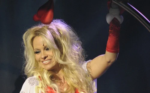Pamela Anderson arrives in Liverpool