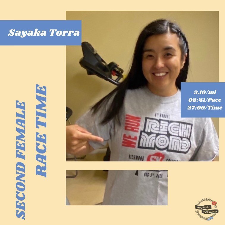 The window of time to officially submit your We Run Richmond 5K results has closed. 

Second place female goes to.....Sayaka Torra! Congratulations! Not only did Sayaka finish the 5K at an awesome pace, she also created a running group/team and encou