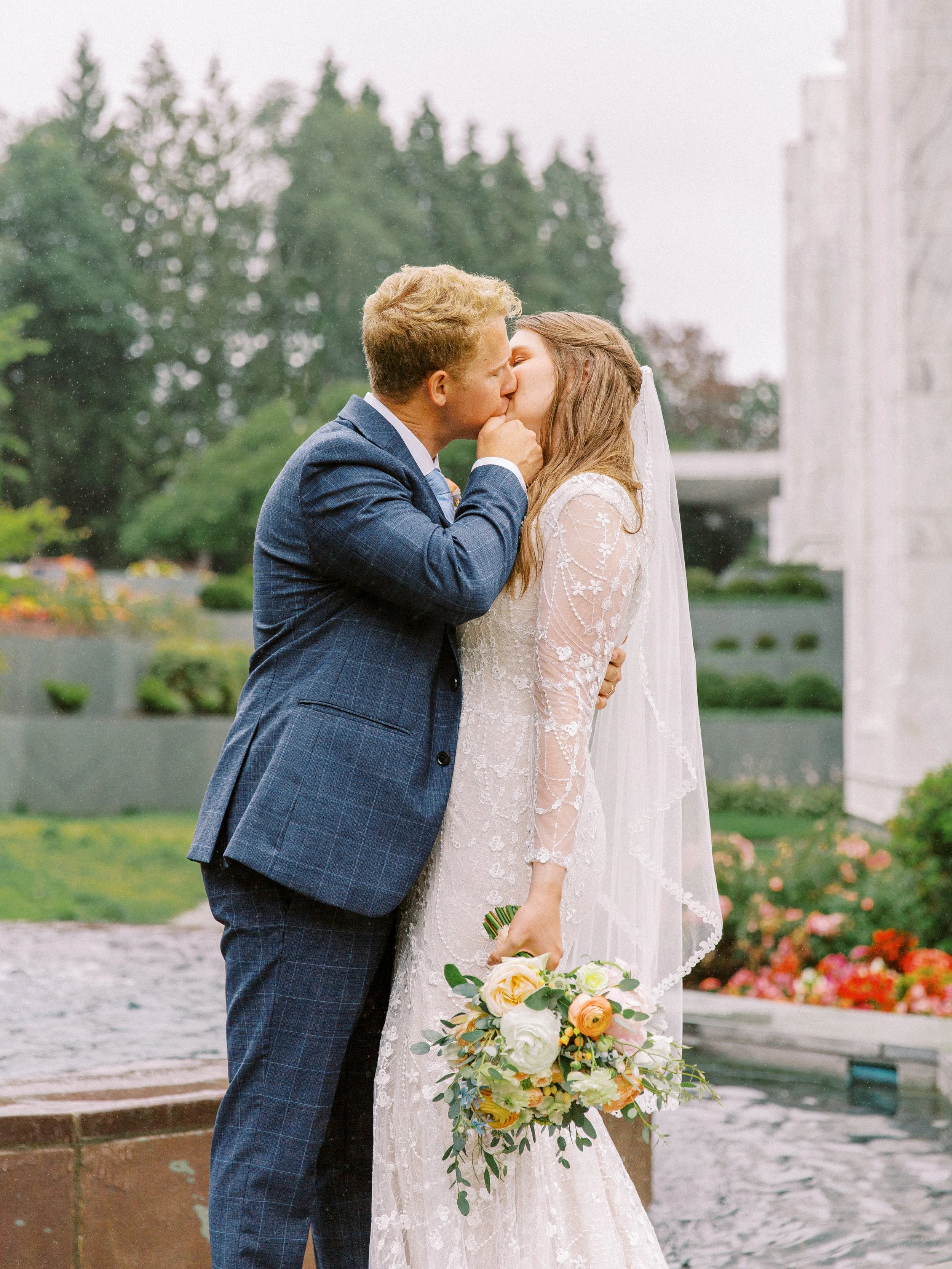 Temple Wedding with Lush Forest and Fitton Green Bridal Session - Maddie &amp; Blake