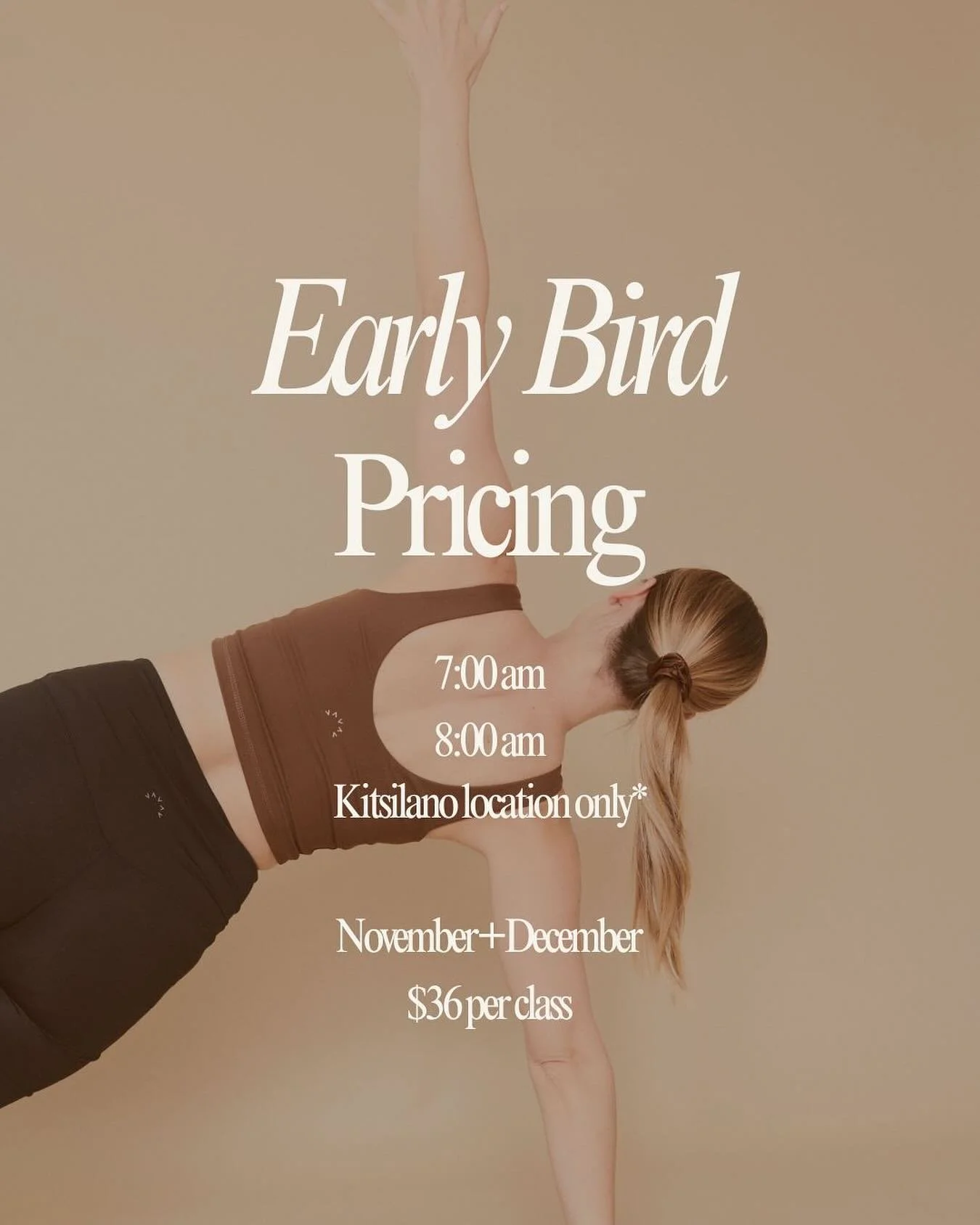 We know it&rsquo;s tempting to sleep in when the mornings are dark&nbsp;and chilly! ❄️

To help motivate you to get out of your cozy beds and get moving, we have introduced a special Early Bird pricing option for our morning classes at the Kitsilano 