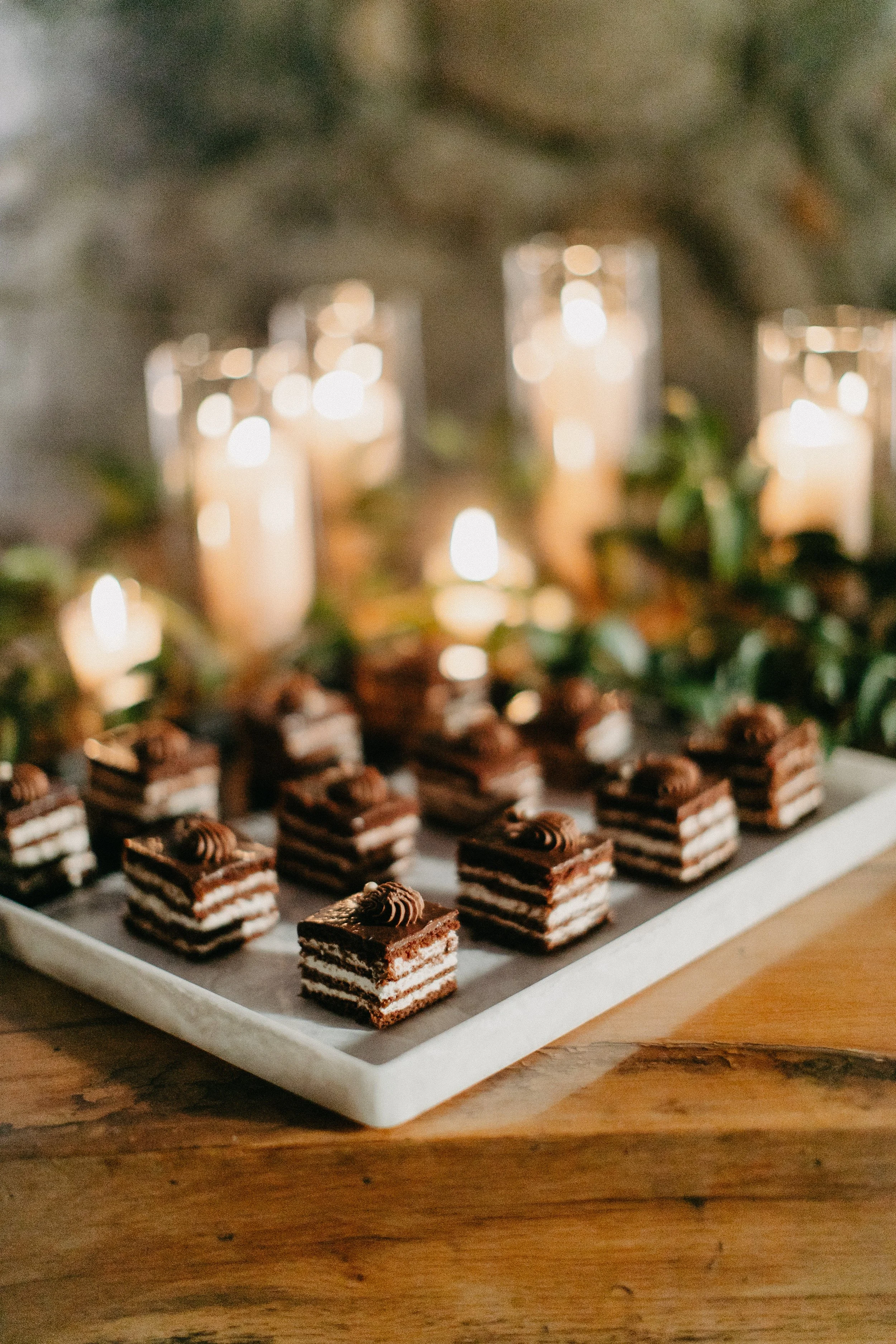 Ukranian chocolate wedding desserts on tray