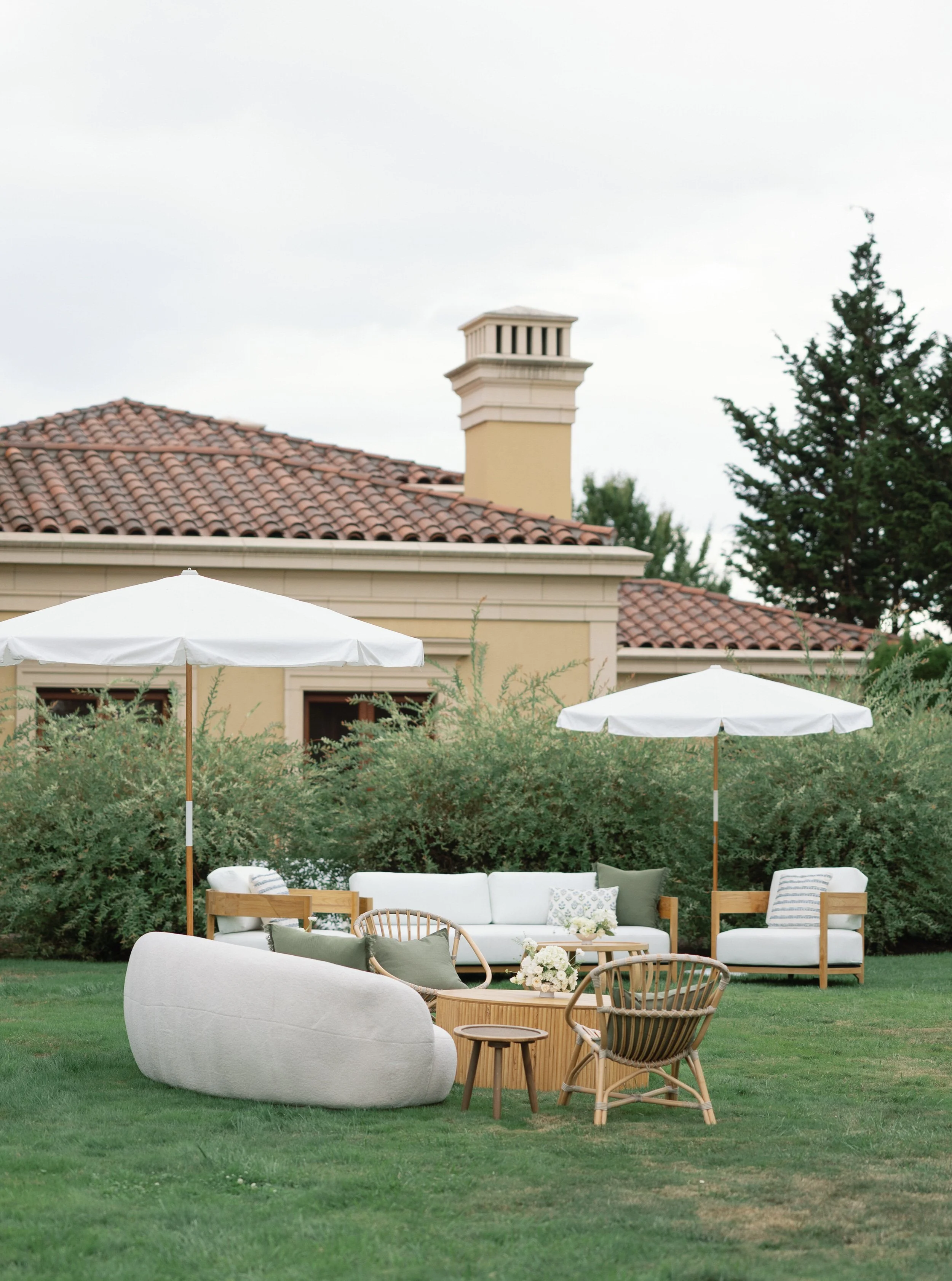 green and white wedding reception lounge furniture