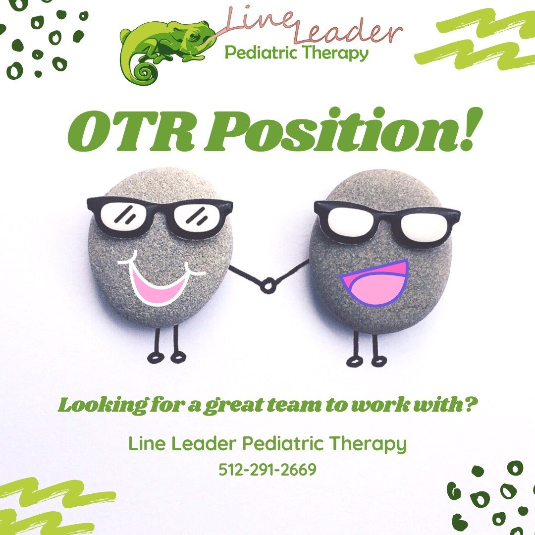 Pediatric OT position available at Line Leader Pediatric Therapy. 
Join a happy &amp; growing team with the most wonderful patients &amp; families ever! 

#OTpeeps
#ATXOTs
#OTjobs
#pediatricOT
#lineleaderpediatrictherapy
#AustinOT