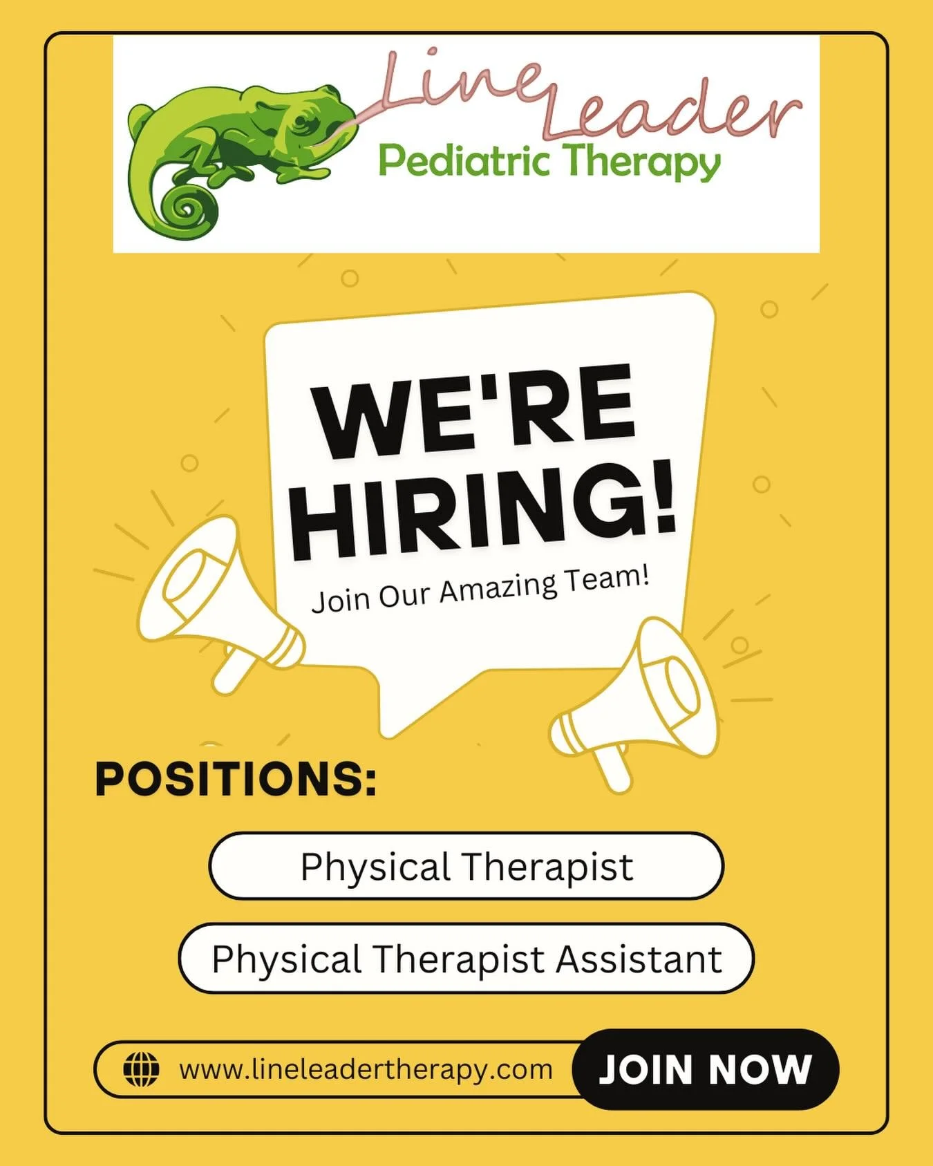 📣 PTs and PTAs - We&rsquo;re Hiring!

Line Leader Pediatric Therapy in Austin is looking for passionate clinicians ready to specialize, grow, and get paid well for it.

✅️ Competitive pay
✅️ Flexible schedule 
✅️ Pediatric speciality niche

Send you
