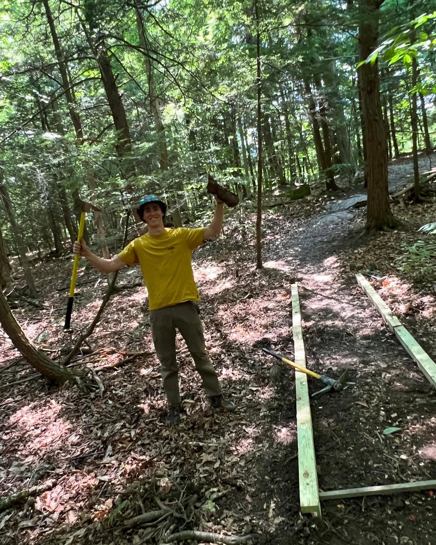 Victory in Wright Park! Graham Gordon, our new summer staff member, faced off against a massive root in the way of curbing. One down&hellip; oh boy, many to go 💪