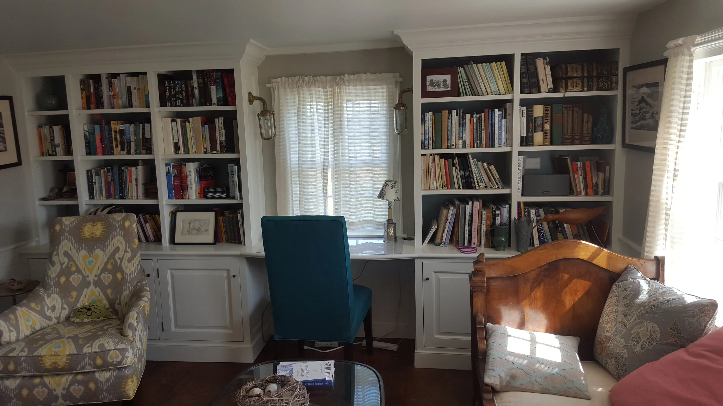 Homeowner designed library desk & bookcases.