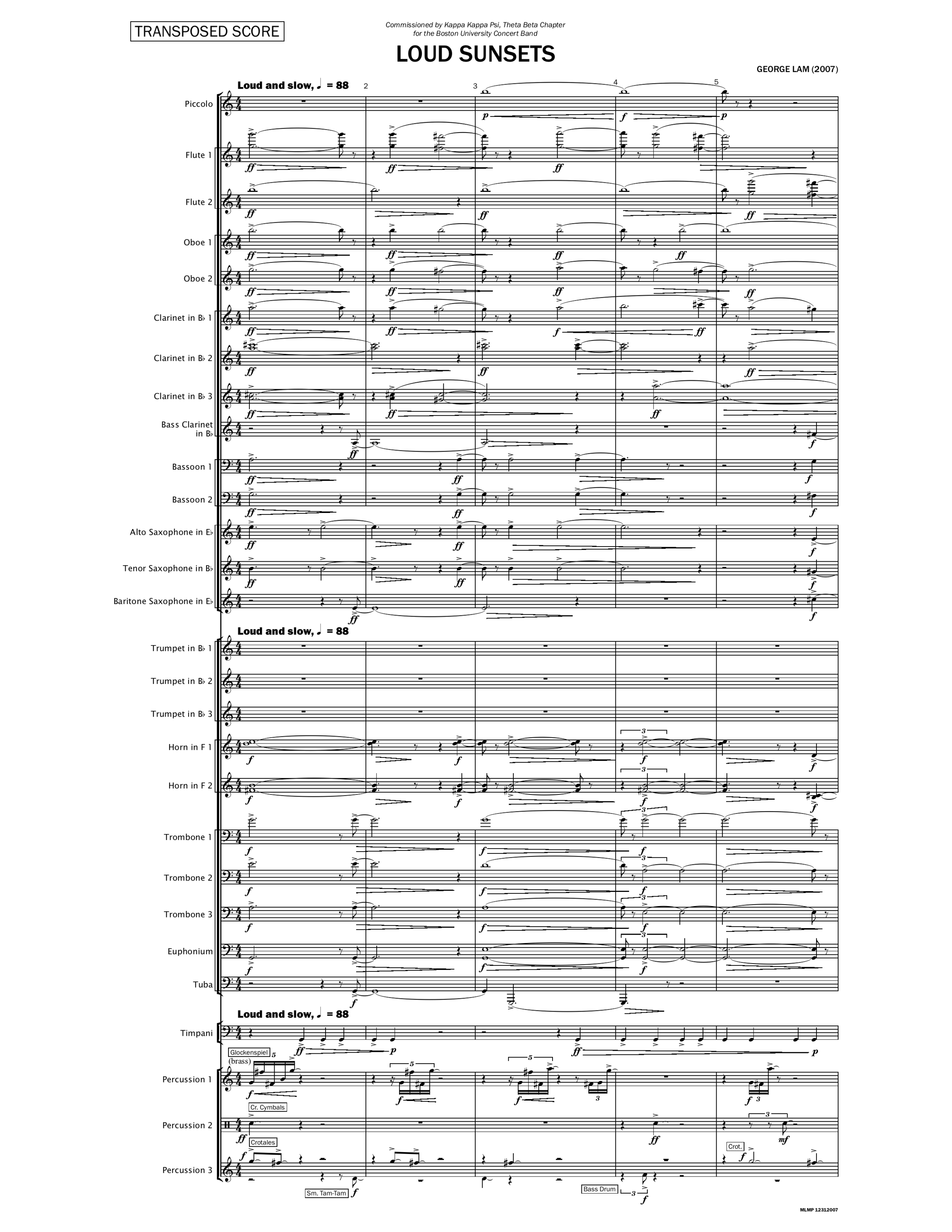 Loud Sunsets: digital download (score and parts)