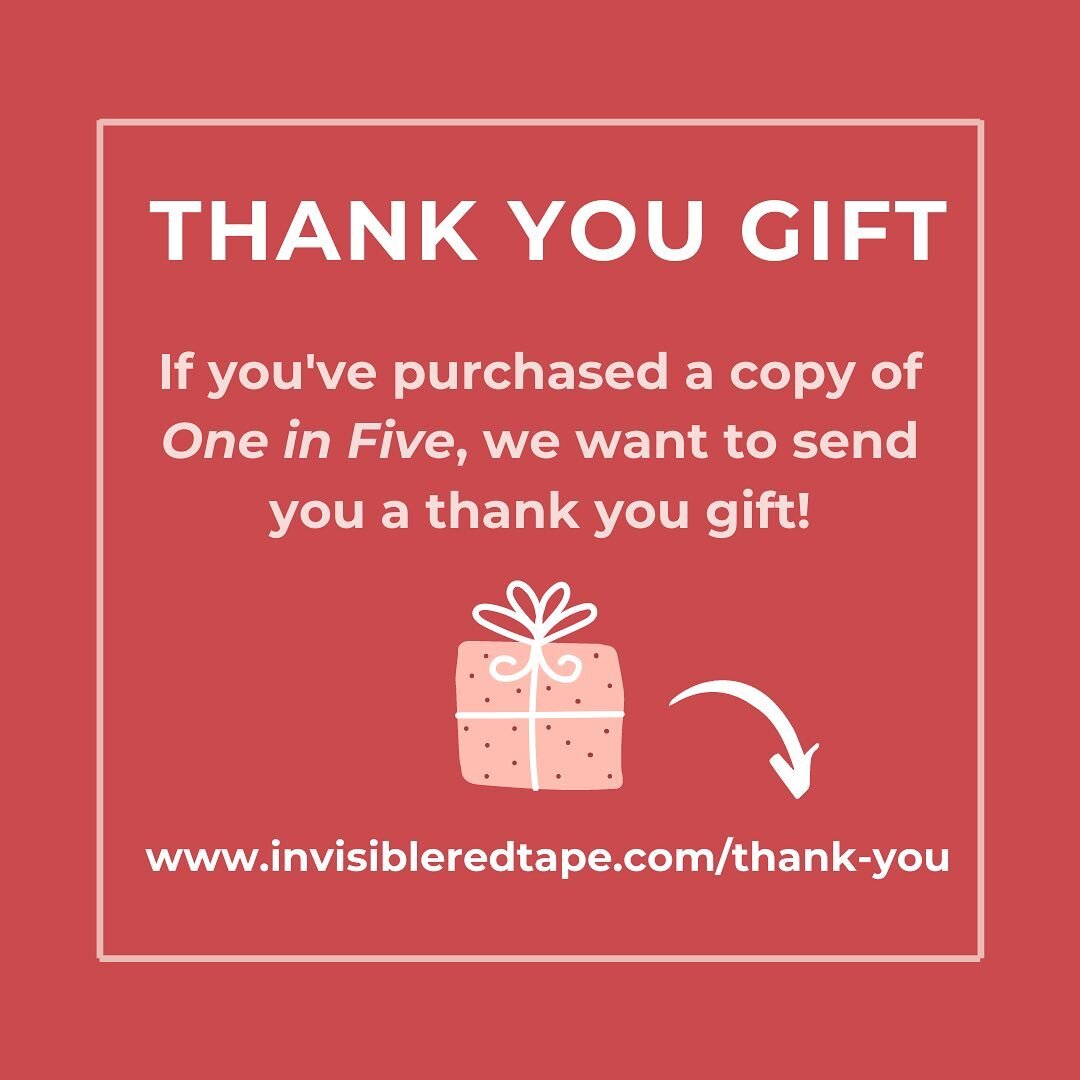 We want to send you a gift to show our appreciation of your support if you have purchased a copy of &ldquo;One in Five&rdquo;. 

Please click 'Thank you gift' in the LINK IN BIO to claim your prize. 

Any form of the book is eligible for a gift wheth