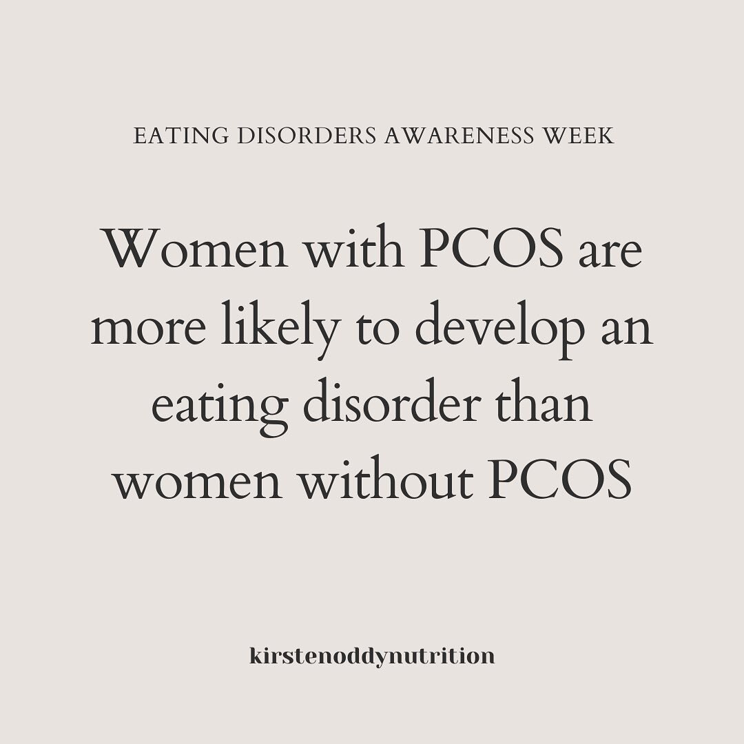 PCOS is a complex condition that impacts many aspects of a persons physical and mental health - all of which can put you at an increased risk of eating disorders. ⁠⠀
⁠⠀
⭐  Women with PCOS have a higher predisposition to weight gain and can struggle t