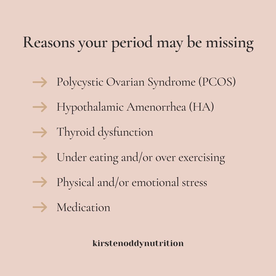 Is your period missing?⁠⠀
⁠⠀
It's normal for your cycle to vary by a few days each month, but if there is no pattern at all or your period is missing altogether most commonly the reasons can be⁠⠀
⁠⠀
✨ PCOS - An increase in insulin and androgens (and 