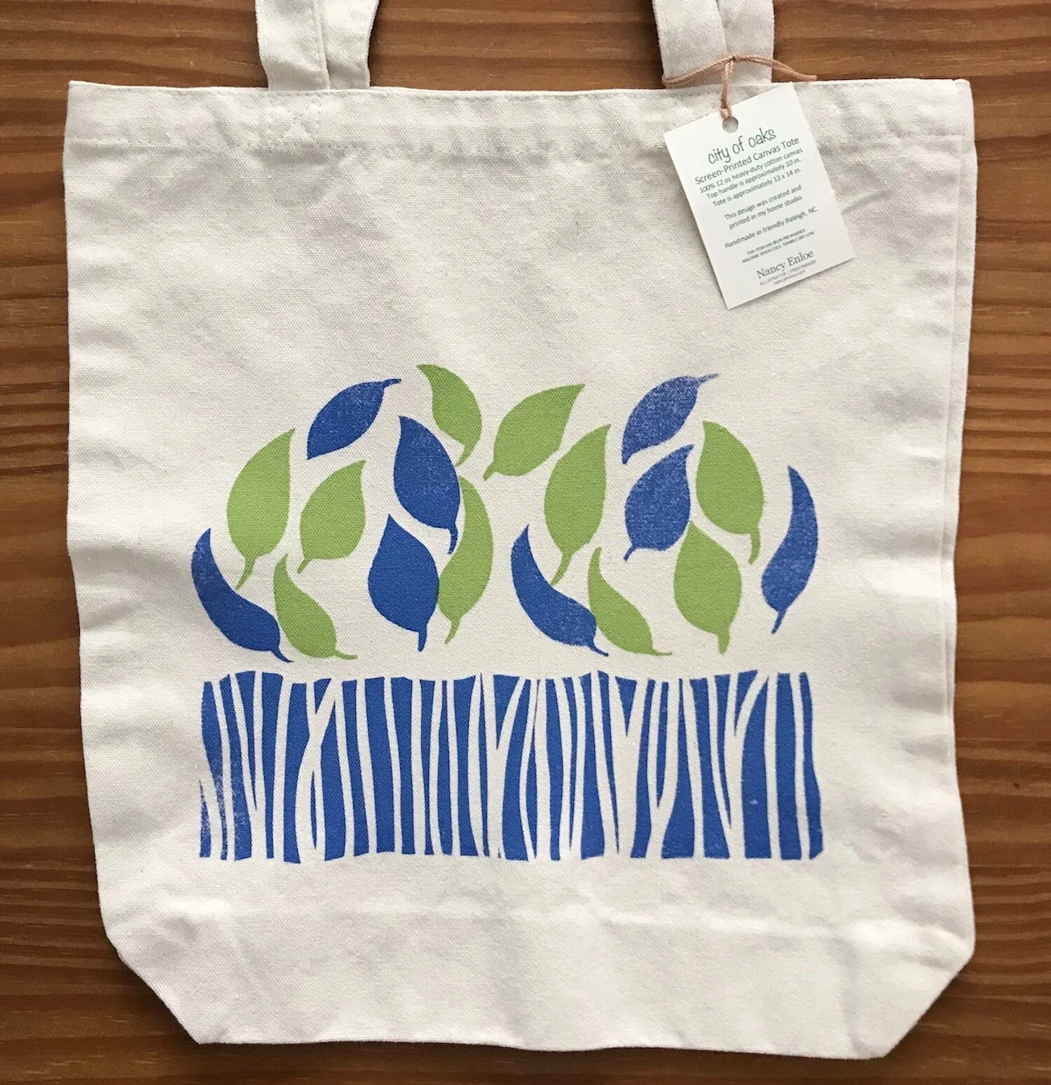Screen print on canvas tote