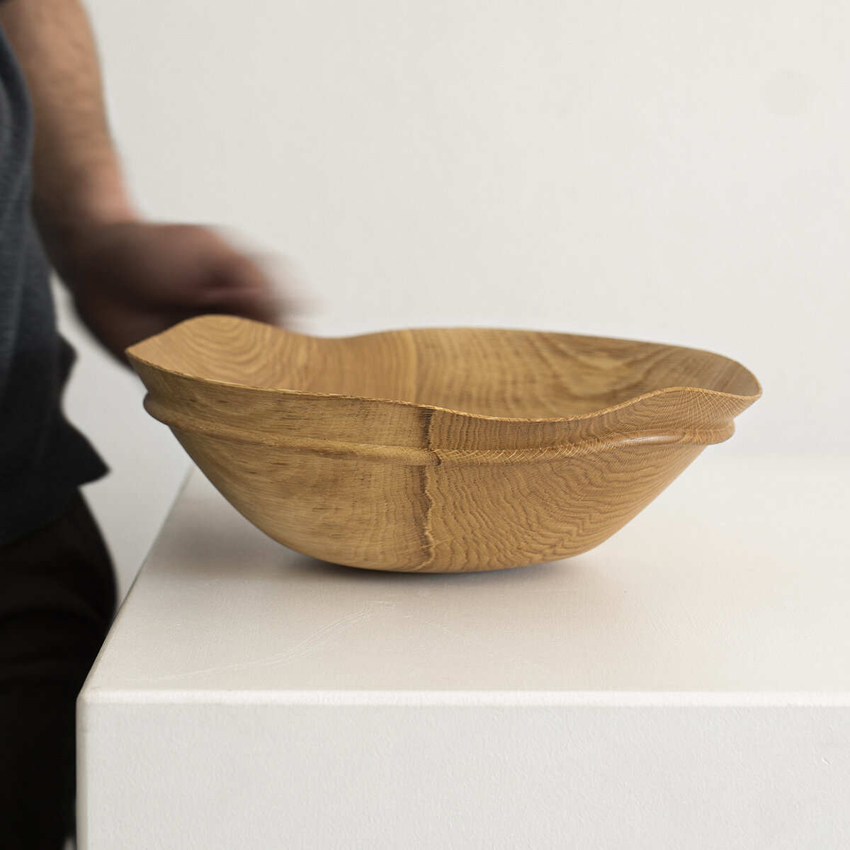 <img src="wrapped-wood-bowl.jpg" alt="A turned oak wood salad and fruit bowl" />