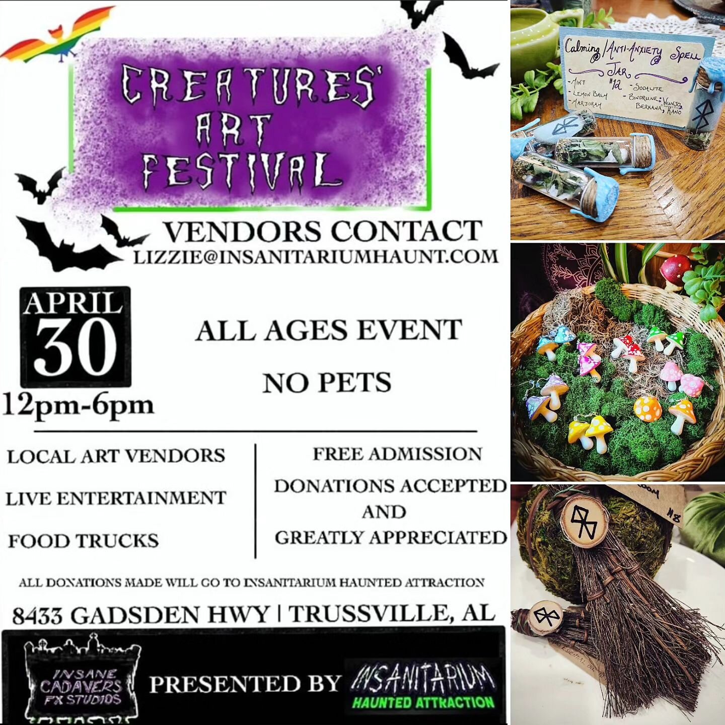 Can't wait to see everyone tomorrow on what's shaping up to be a BEAUTIFUL day!!!!☀️

#thecelestialcaravan #insanitarium #insanitariumhauntedattraction #artfestival #artshow #handmade #handcrafted #supportsmallbusiness #supportlocal #supportlocalarti