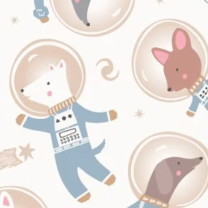 Astro Pups - Blue & White - Pet Dogs in Space - Puppy Astronauts by Rocket & Indigo