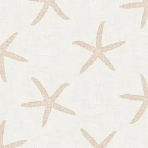 Sea Stars - Beach Beige on Warm White - Coastal Textured Starfish by Rocket & Indigo