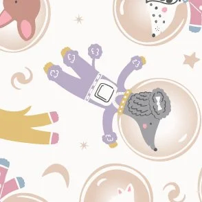 Astro Pups - Multi & White - Pet Dogs in Space - Puppy Astronauts by Rocket & Indigo