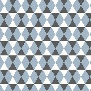 Space Geometrics - Charcoal Gray & Blue - Triangle Diamond Hexagons by Rocket & Indigo