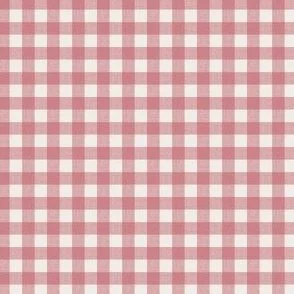 Gingham Check - Dusky Red - Faux Weave Checkerboard Quarter-Inch Squares by Rocket & Indigo