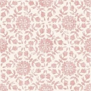 Flower Lattice - Soft Pink Linocut Block Print Stamp Texture Floral by Rocket & Indigo