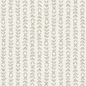 Saltgrass Stripe - Warm White & Shoreline Taupe - Textured Abstract Leaf Vine by Rocket & Indigo