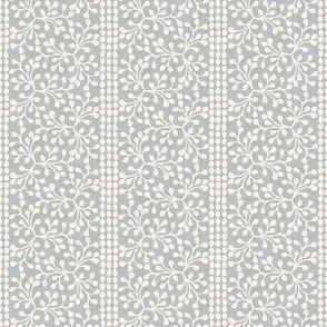 Block Print Branch Stripe - Light Gray Botanical Vine by Rocket & Indigo