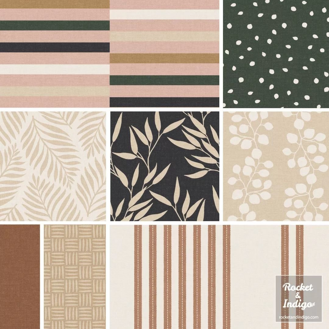 Introducing my new Japandi-style collection of botanical silhouettes, stripes and solids all with subtle woven texture for tranquil home d&eacute;cor. Warm neutrals, earth tones and a choice of accent colours provide lots of flexibility for interior 